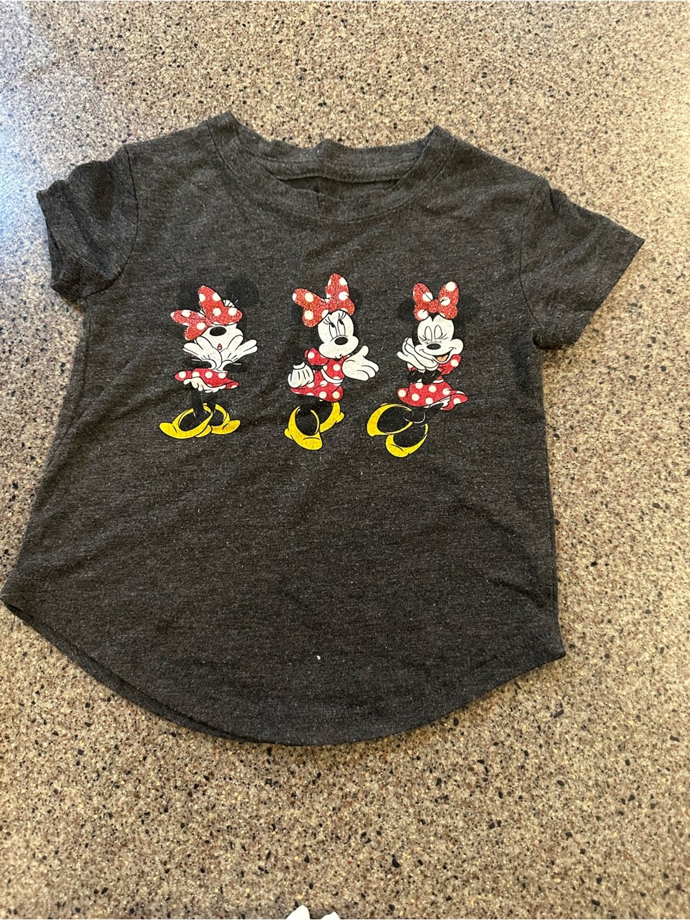 Disney Girls' Charcoal Minnie Mouse Tee with Red & Yellow Accents